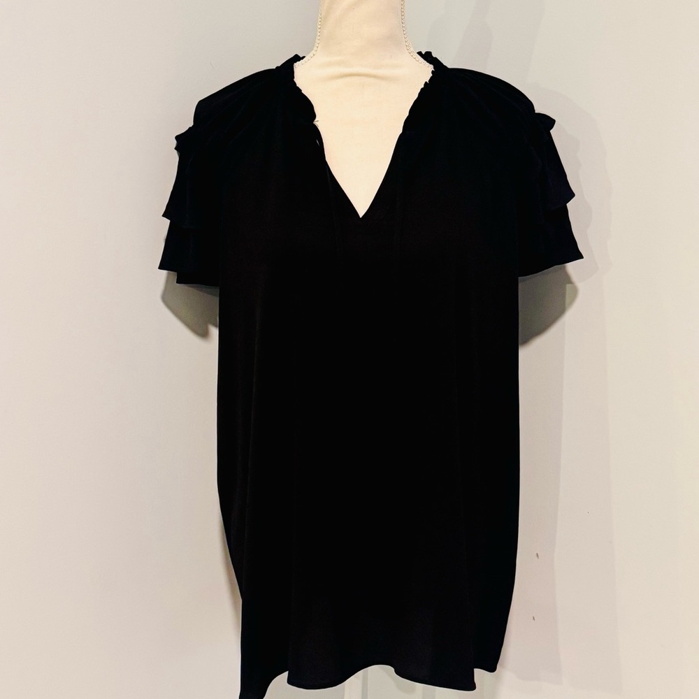 Cato Black Ruffle Sleeve Blouse